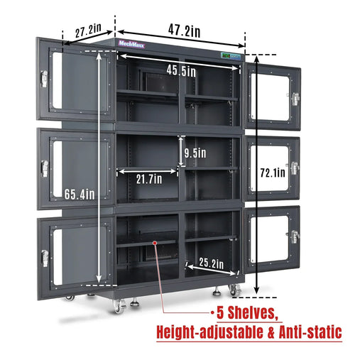 20-60% RH Electronic Dry Cabinet 1430L ESD Desiccator Cabinet Low Humidity Storage, EDC1430A-6
