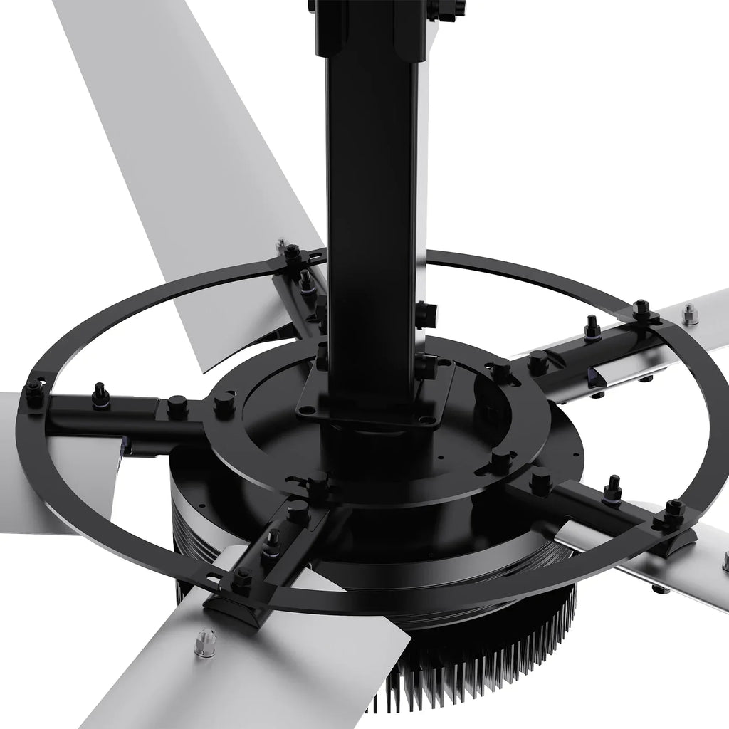 24FT HVLS Industrial Ceiling Fan 220V 1-Phase - Energy Efficient Large Area Air Circulation Fan for Warehouses & Factories, 24FT1PH