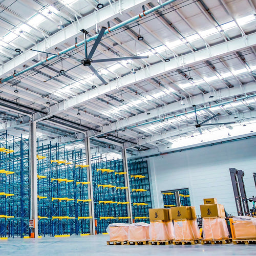 24FT HVLS Industrial Ceiling Fan 220V 1-Phase - Energy Efficient Large Area Air Circulation Fan for Warehouses & Factories, 24FT1PH