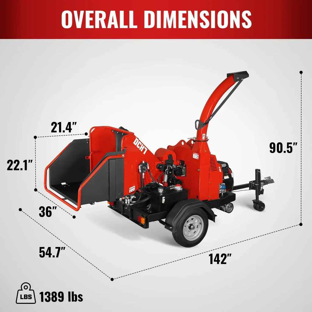 HONDA GX690 22HP 688cc Twin Cylinder Gasoline Engine Powered 7” Hydraulic Feeding Wood Chipper, DCH7