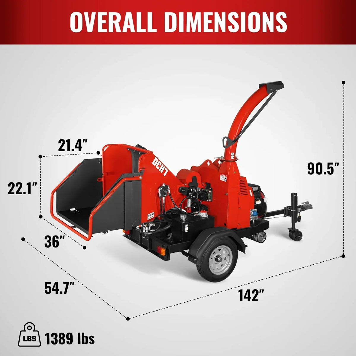 HONDA GX690 22HP 688cc Twin Cylinder Gasoline Engine Powered 7” Hydraulic Feeding Wood Chipper, DCH7